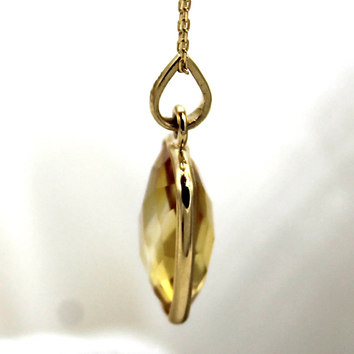 18k Solid Yellow Gold Citrine Necklace Pendant