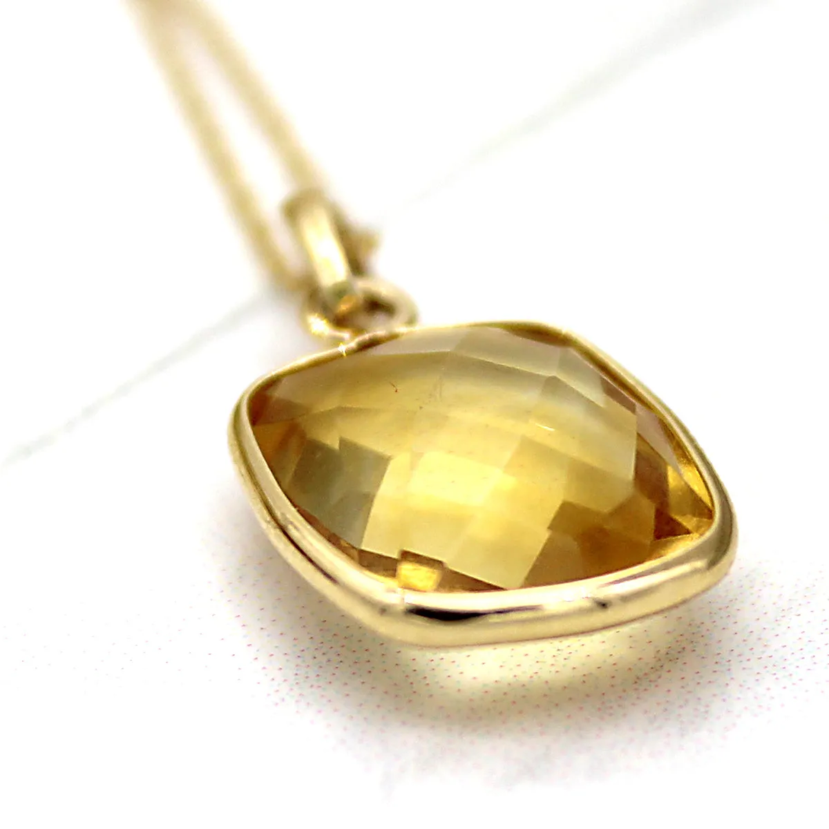 18k Solid Yellow Gold Citrine Necklace Pendant