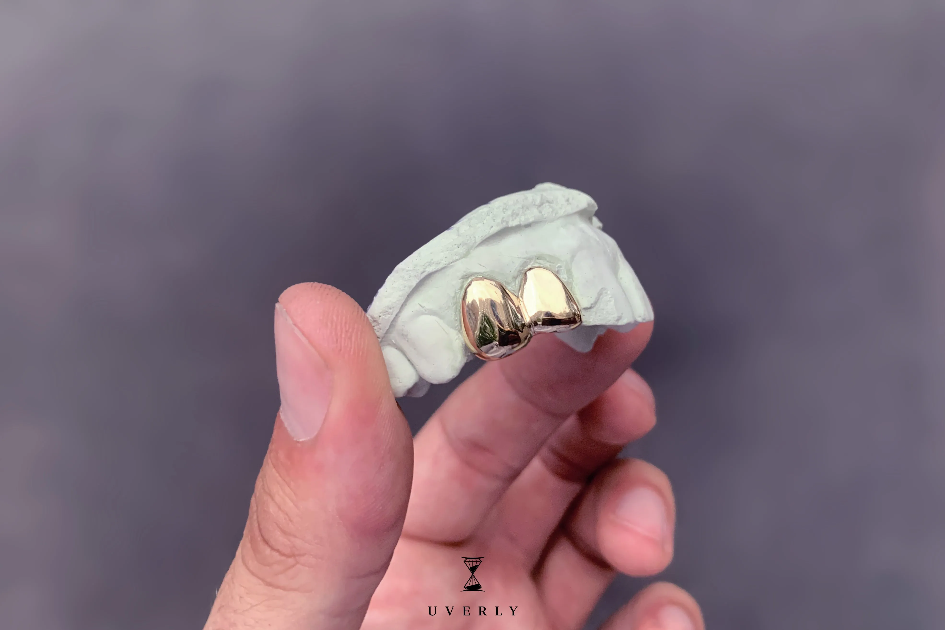 2 Piece Plain Solid Gold Grillz
