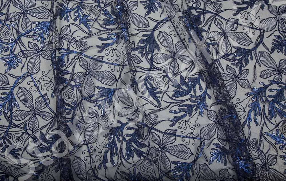 3D Chiffon Floral Embroidery Fabric