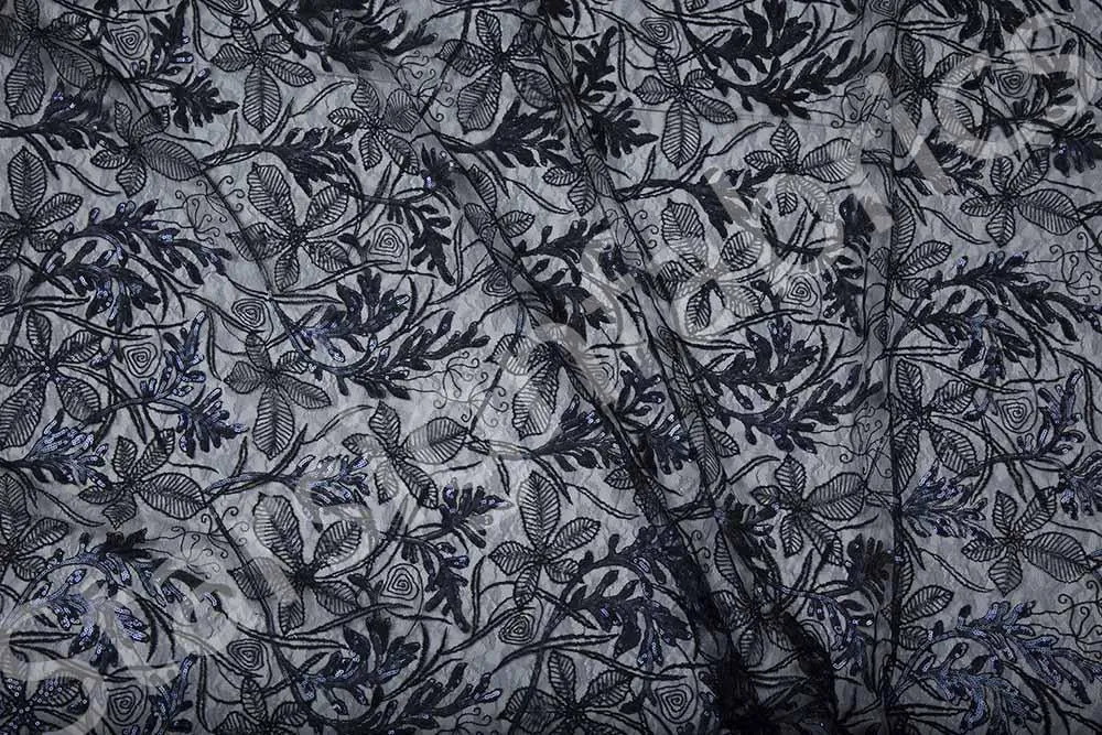 3D Chiffon Floral Embroidery Fabric