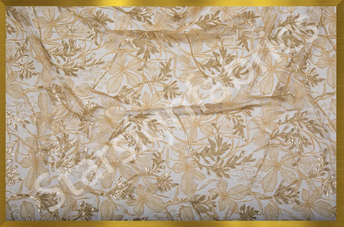 3D Chiffon Floral Embroidery Fabric