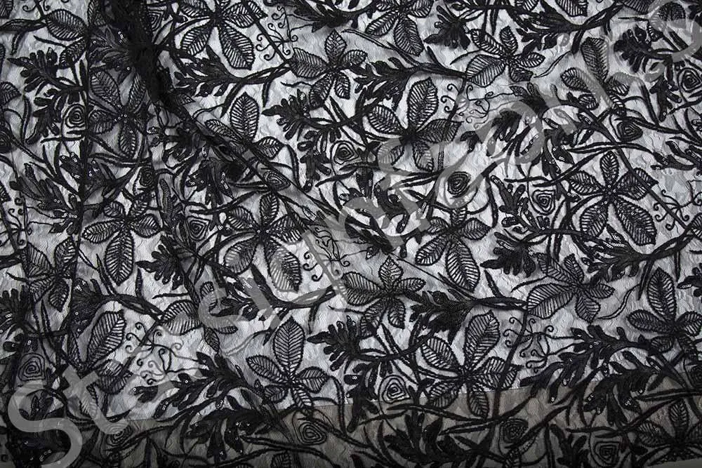3D Chiffon Floral Embroidery Fabric