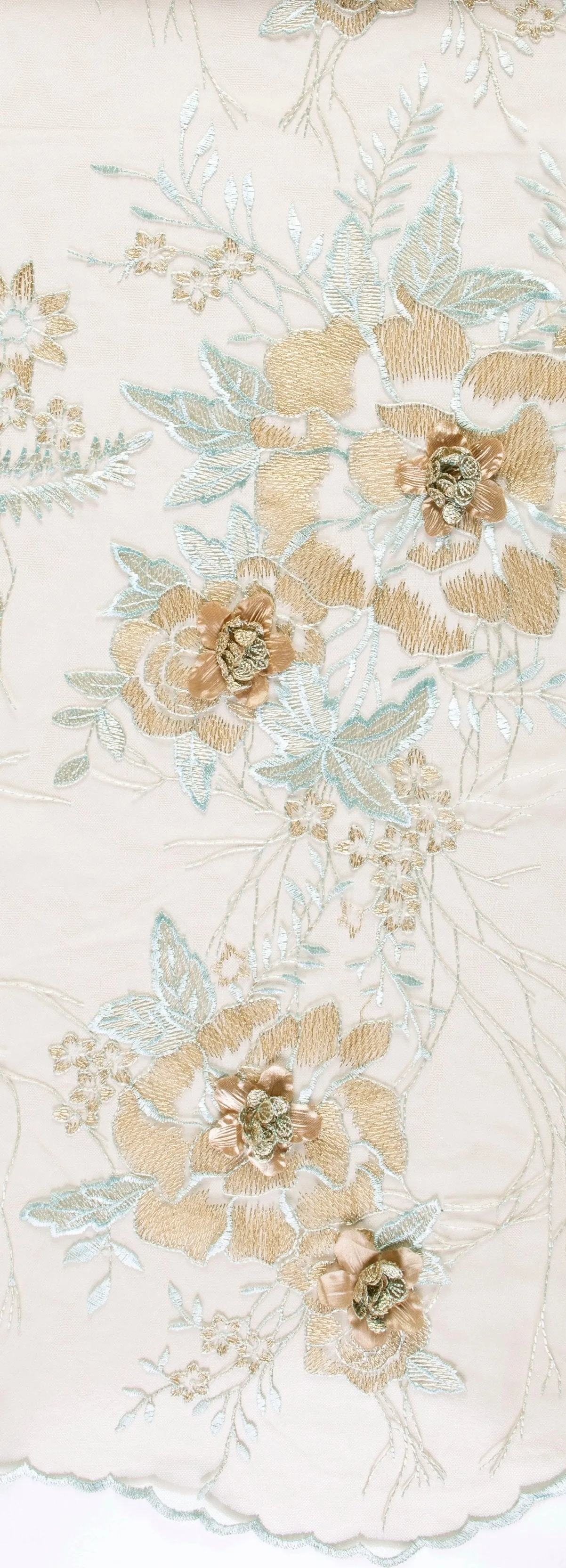 3D Princess Design Flower Embroidered Fabric