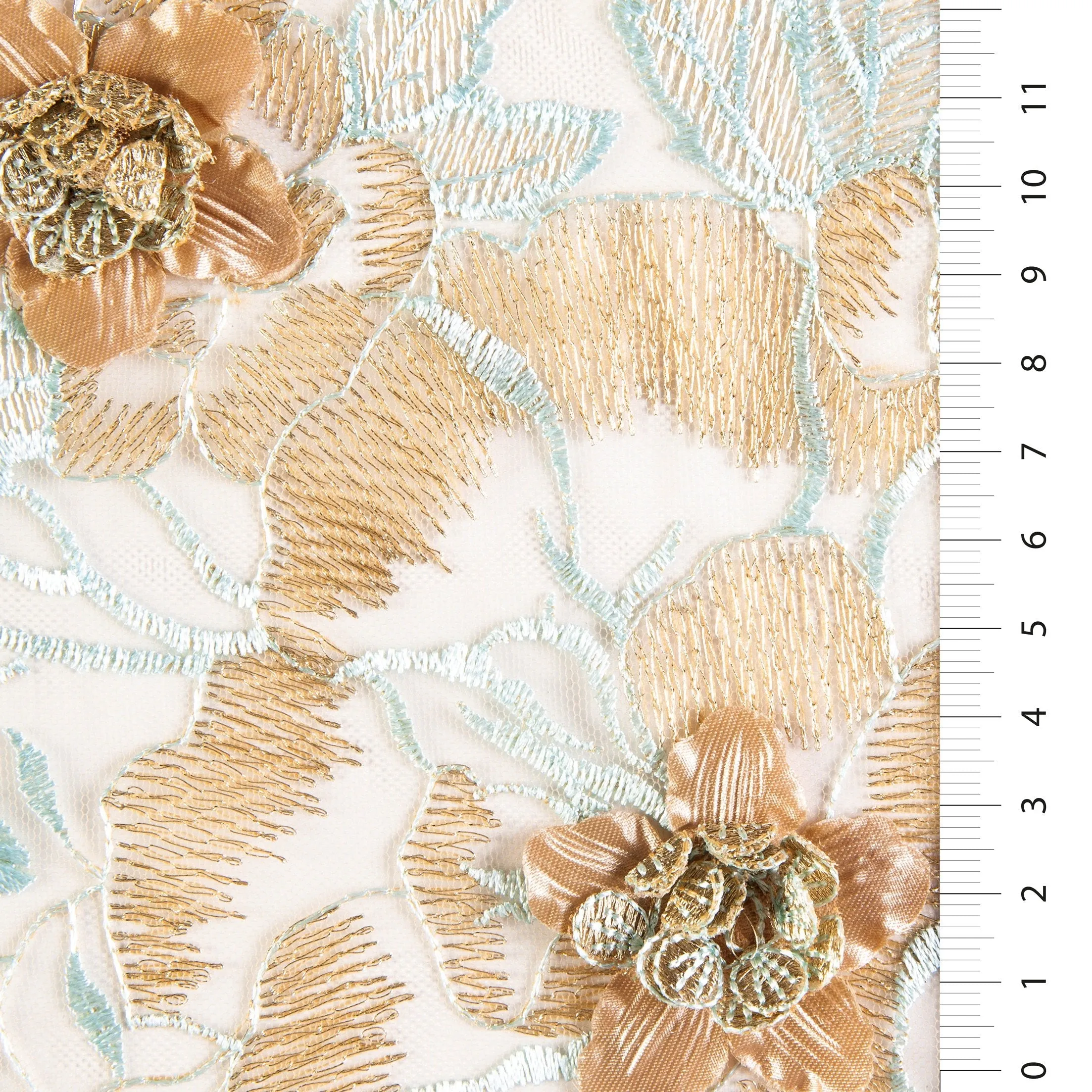 3D Princess Design Flower Embroidered Fabric
