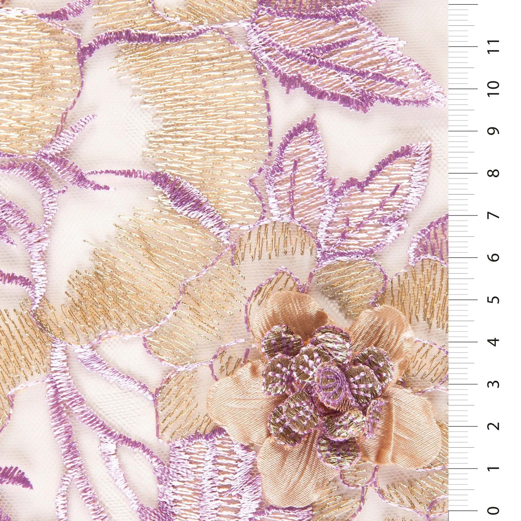3D Princess Design Flower Embroidered Fabric