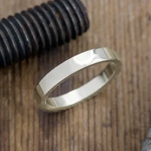 4mm 14k White Gold Mens Wedding Band, Polished