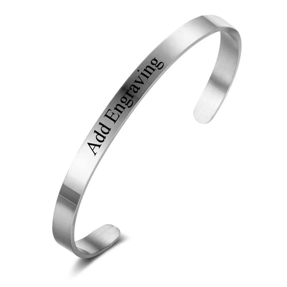 5mm Personalized ID Bangles Engrave Name Promise Love Stainless Steel 3 Color Unisex