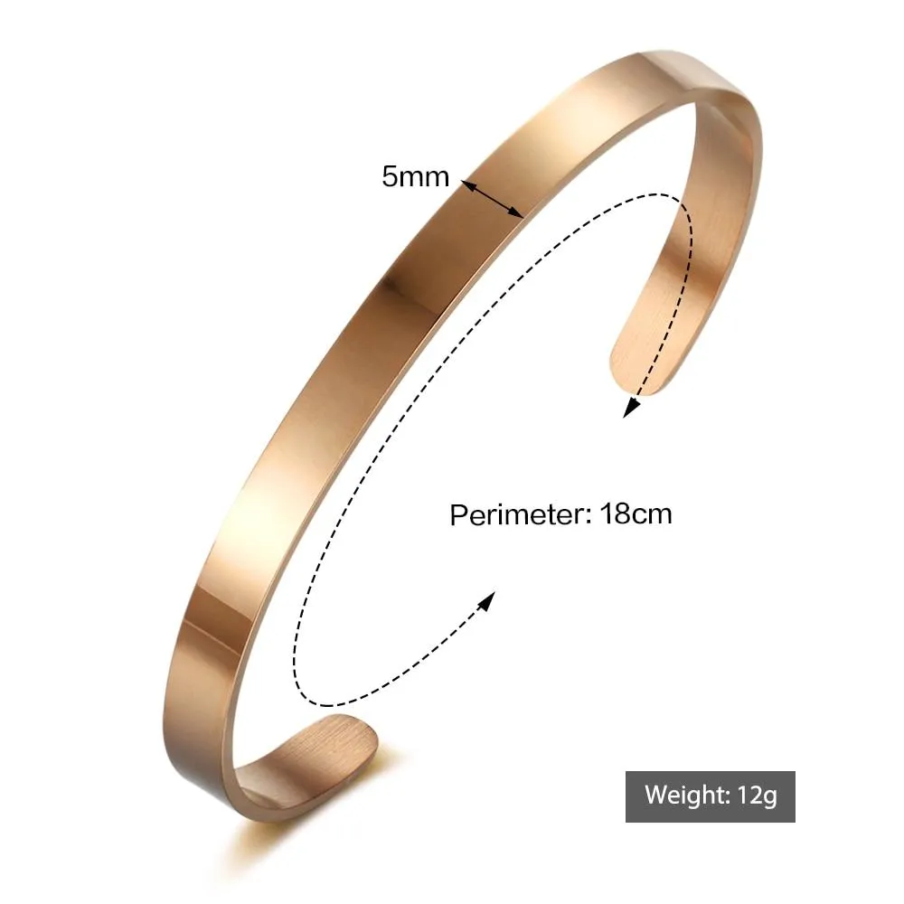 5mm Personalized ID Bangles Engrave Name Promise Love Stainless Steel 3 Color Unisex