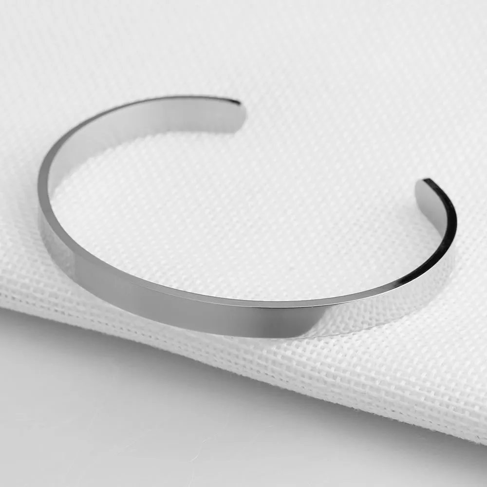 5mm Personalized ID Bangles Engrave Name Promise Love Stainless Steel 3 Color Unisex