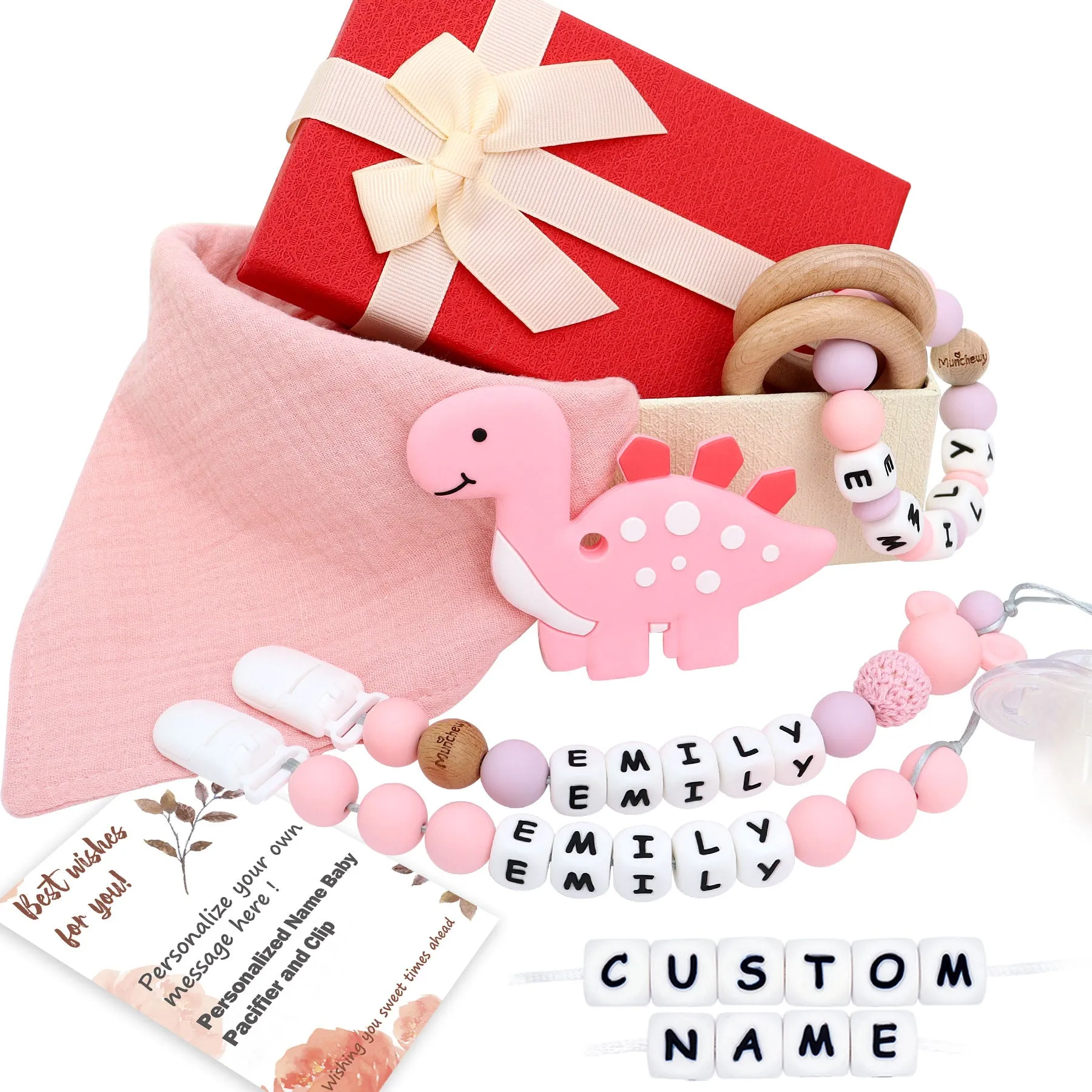 6 in 1 Personalized Baby Gift Set with Name (Stegosaurus)