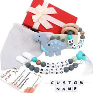 6 in 1 Personalized Baby Gift Set with Name (Stegosaurus)