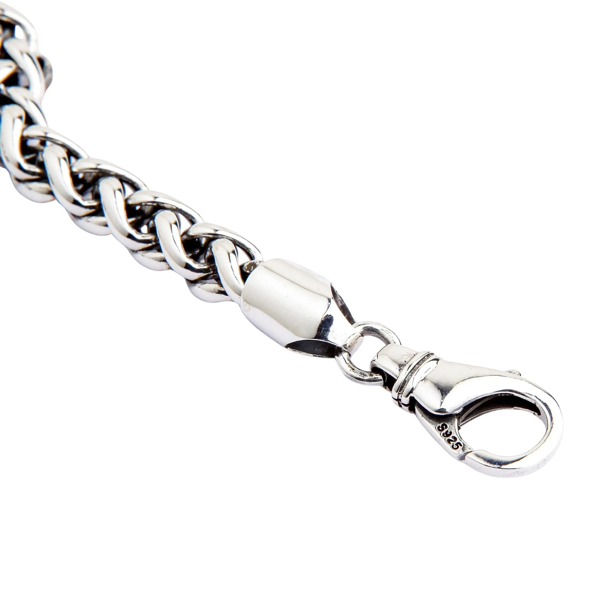 6.5mm Handcrafted Sterling Silver Braided Rope Chain Bracelet