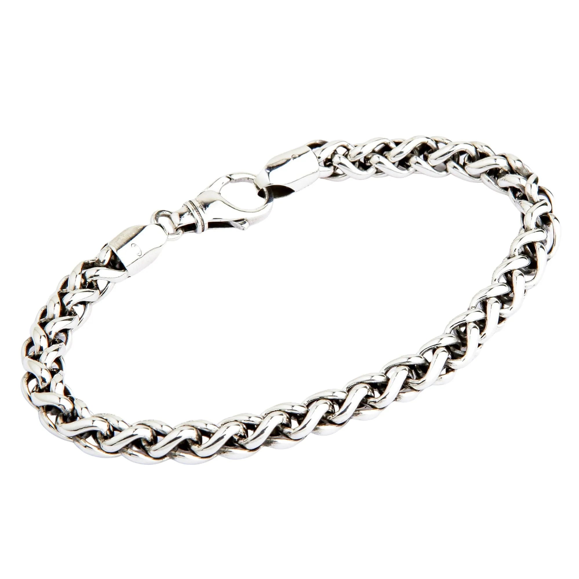6.5mm Handcrafted Sterling Silver Braided Rope Chain Bracelet