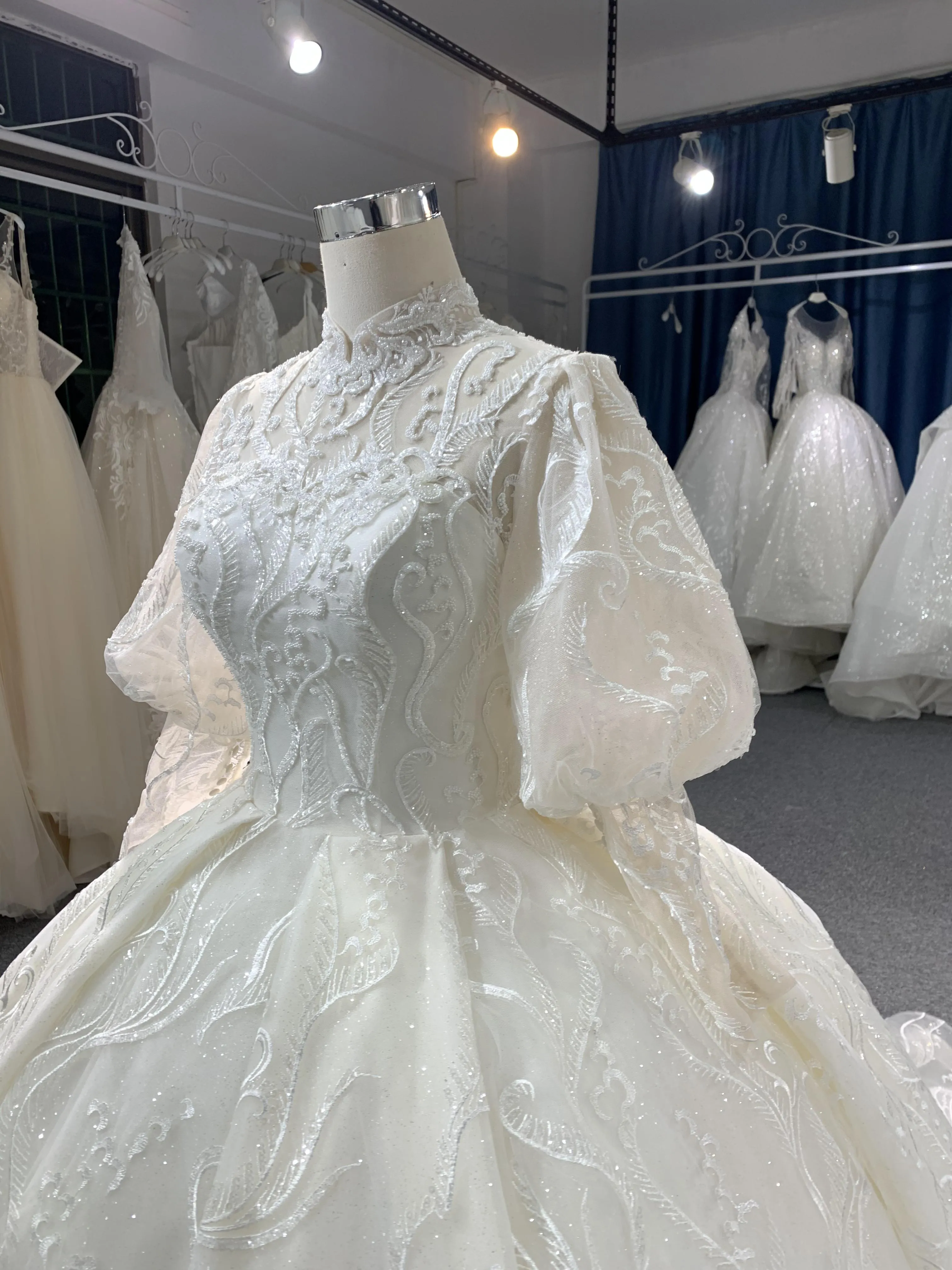 #702 Cathedral Train Long Sleeve Wedding Grown Ball Dress