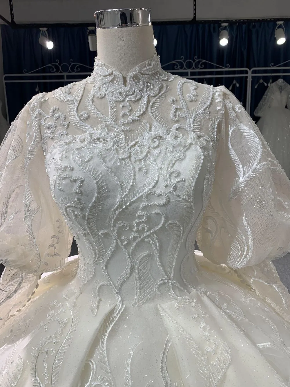 #702 Cathedral Train Long Sleeve Wedding Grown Ball Dress