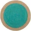 8' Round Braided Jute Area Rug in Teal