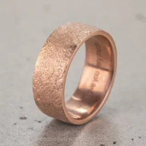 8mm, Distressed Textured Men's Wedding Band, 14k Rose Gold, Matte Finish