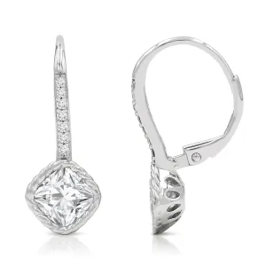 925 Sterling Silver Braided Diamond Lever Back Drop Earring