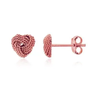 925 Sterling Silver Braided Heart Love Knot Stud Earrings