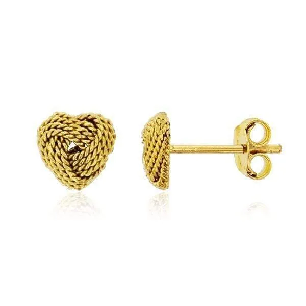 925 Sterling Silver Braided Heart Love Knot Stud Earrings