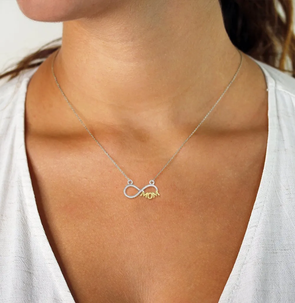 925 Sterling Silver Braided Infinity Mom Bar Necklace