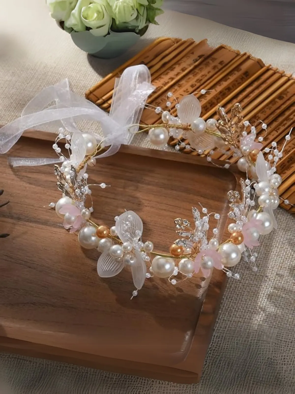 A Little Blue Pearl Crown Headband