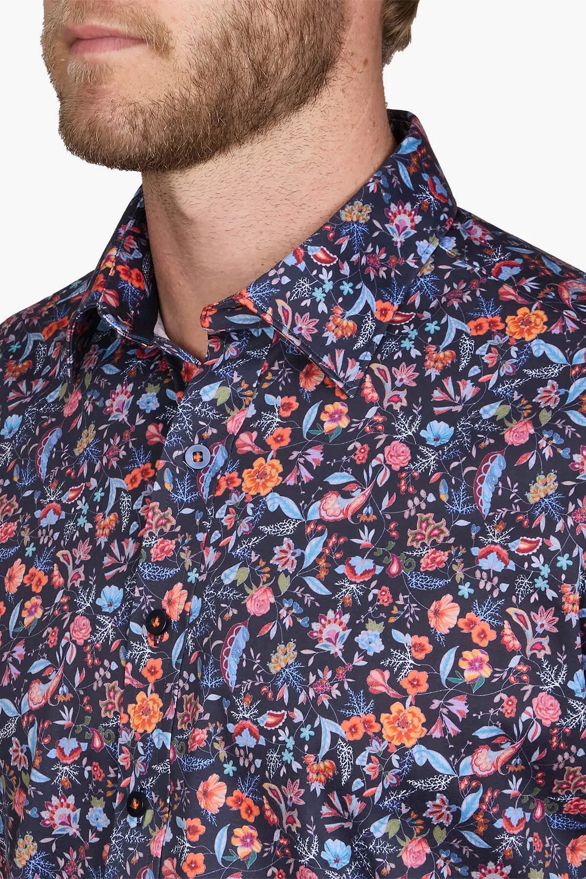 Abelard | Primavera Print Knit Slim Fit Casual Shirt