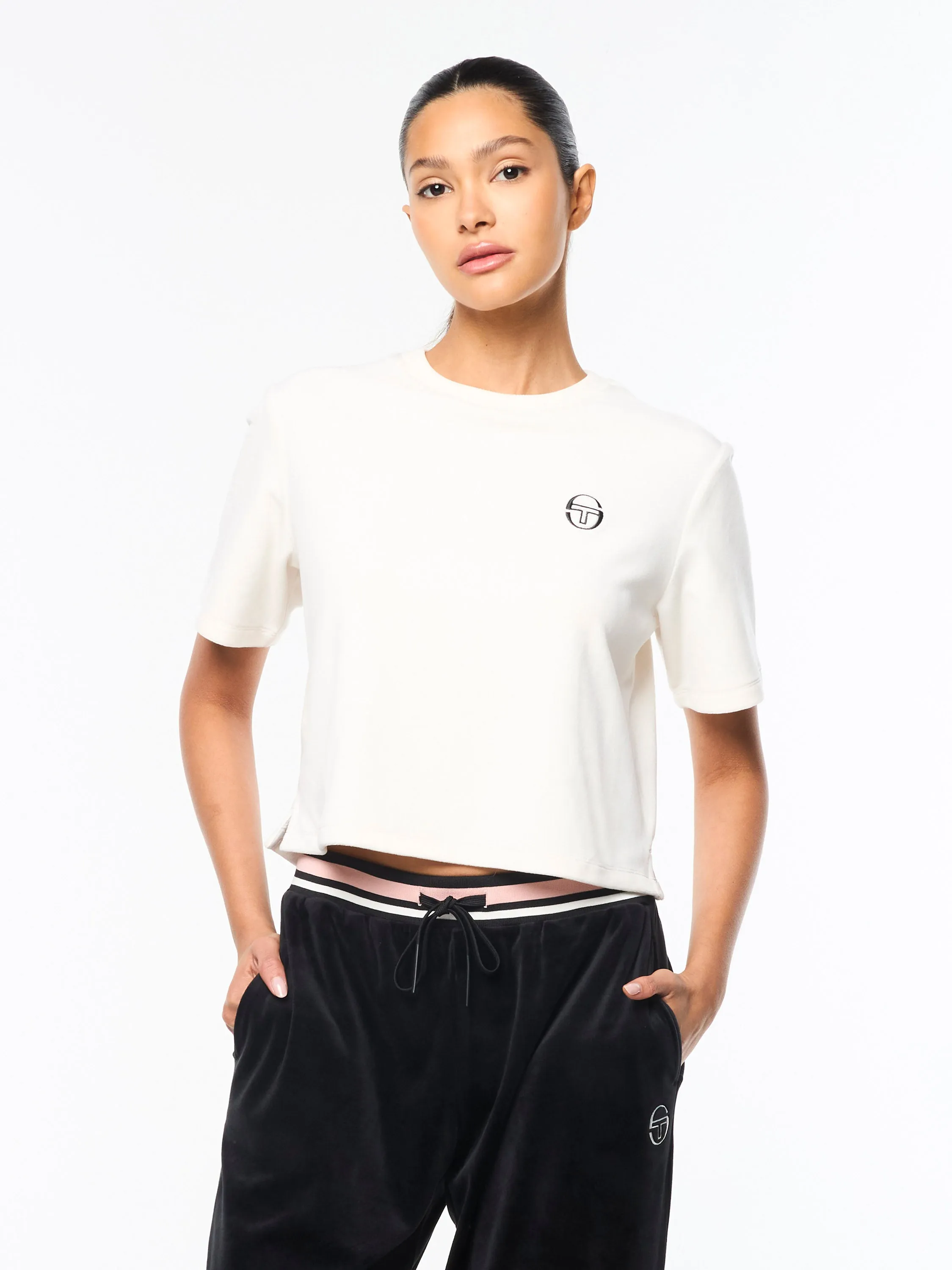 Adele Velour T-Shirt- Gardenia