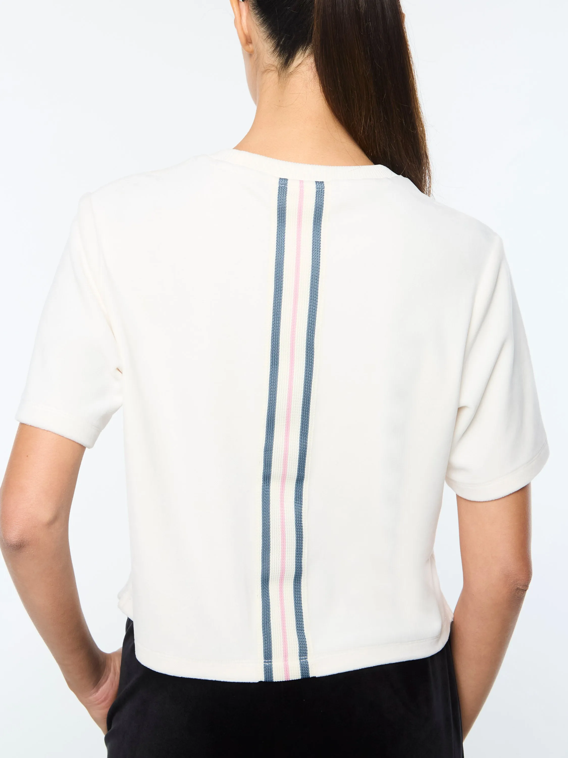 Adele Velour T-Shirt- Gardenia