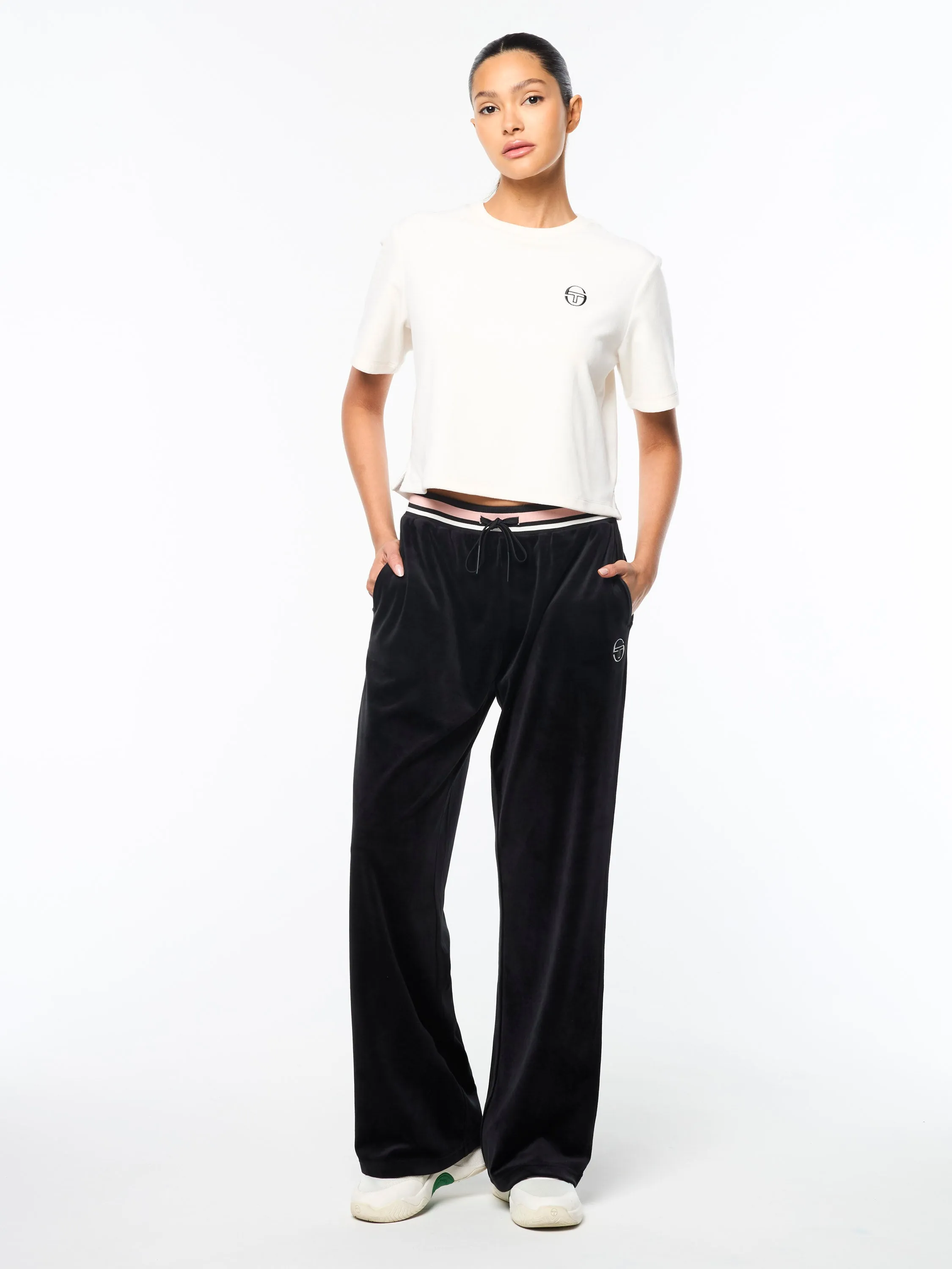 Adele Velour T-Shirt- Gardenia