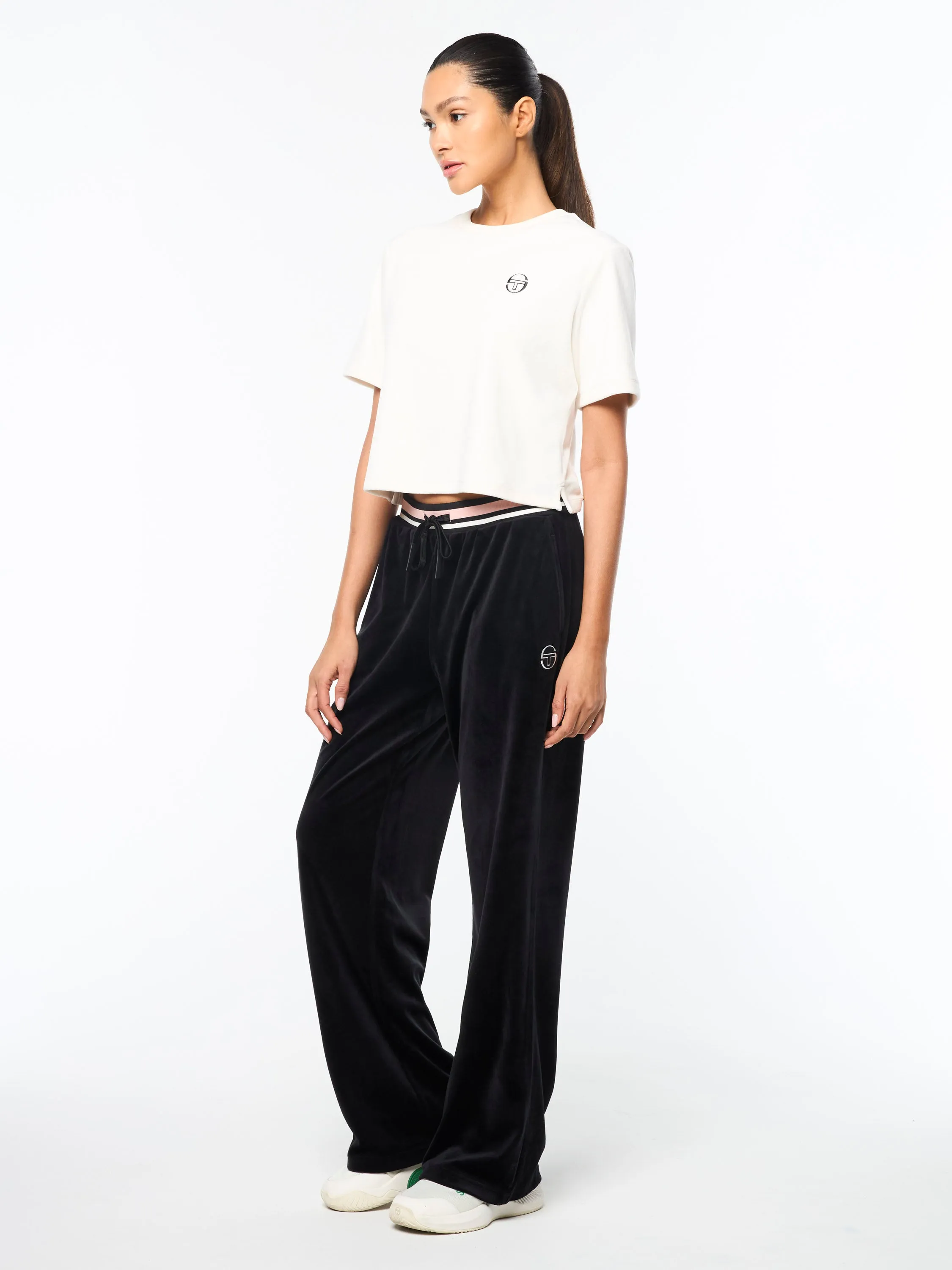 Adele Velour T-Shirt- Gardenia