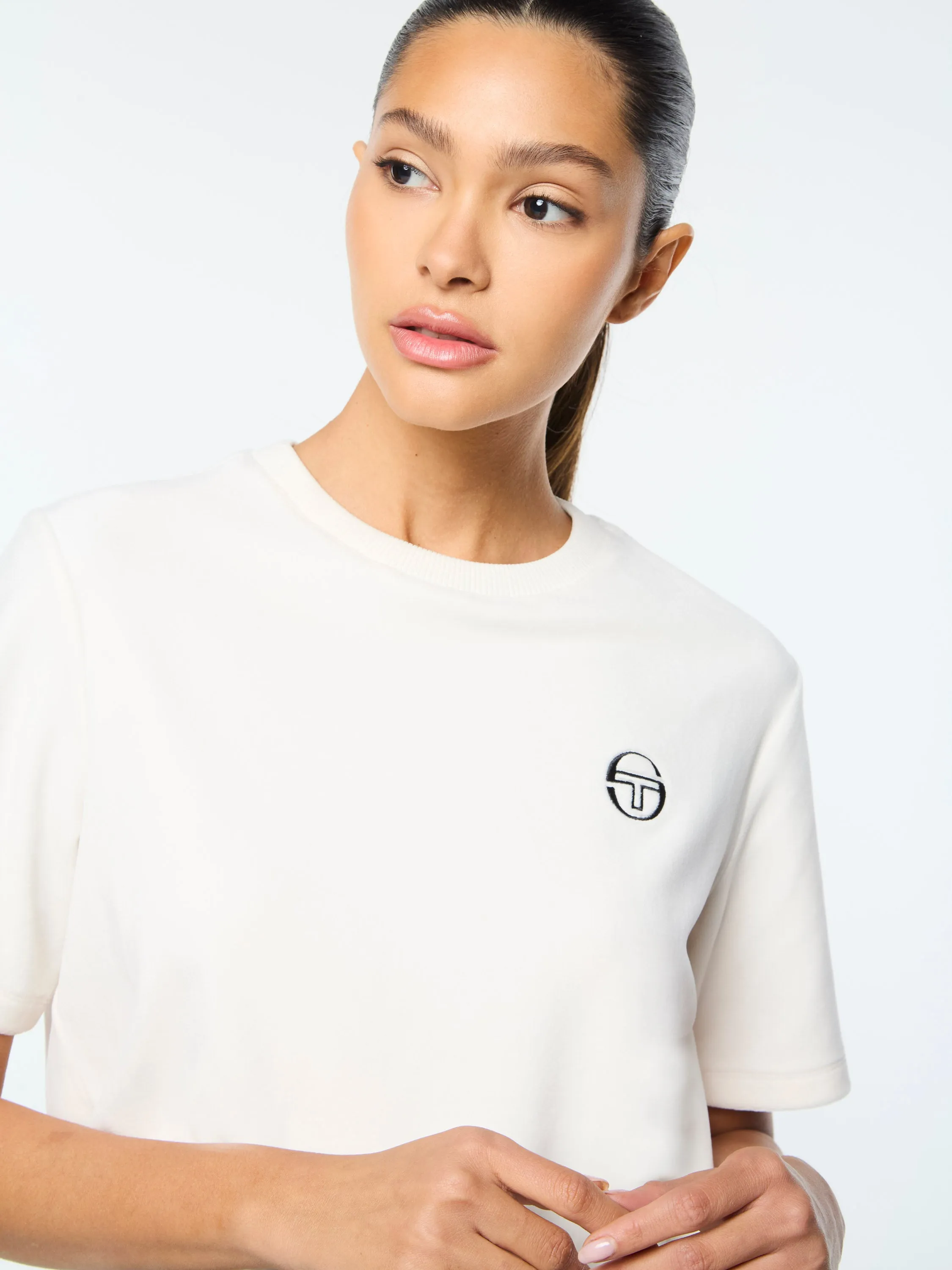 Adele Velour T-Shirt- Gardenia