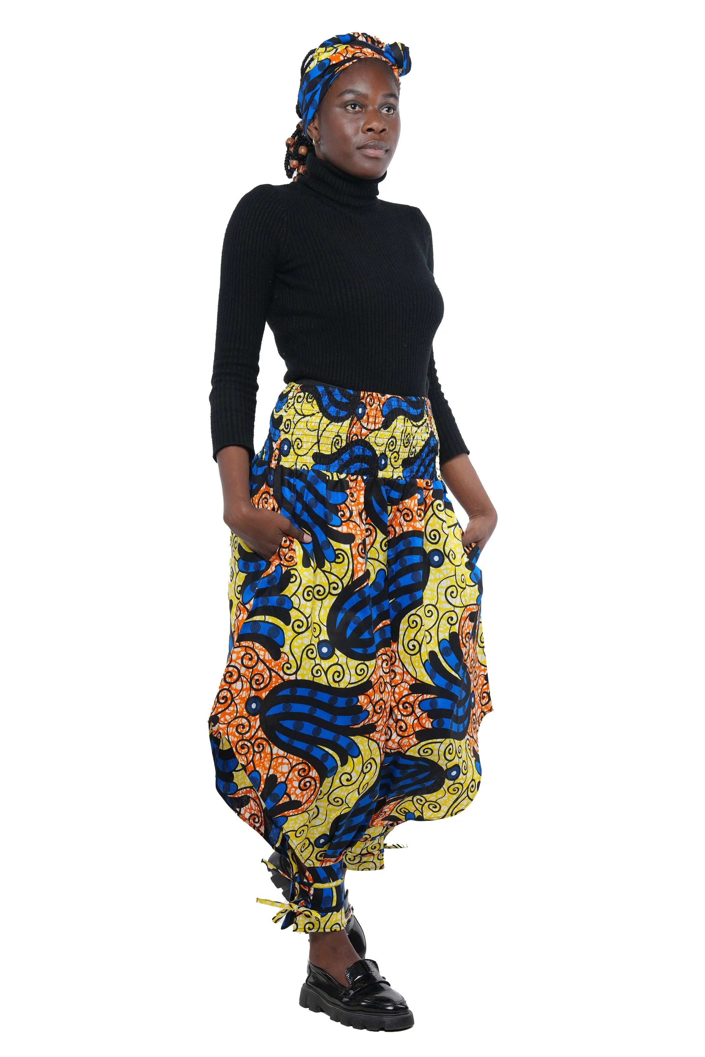African Smoked Harem Pants With Ties