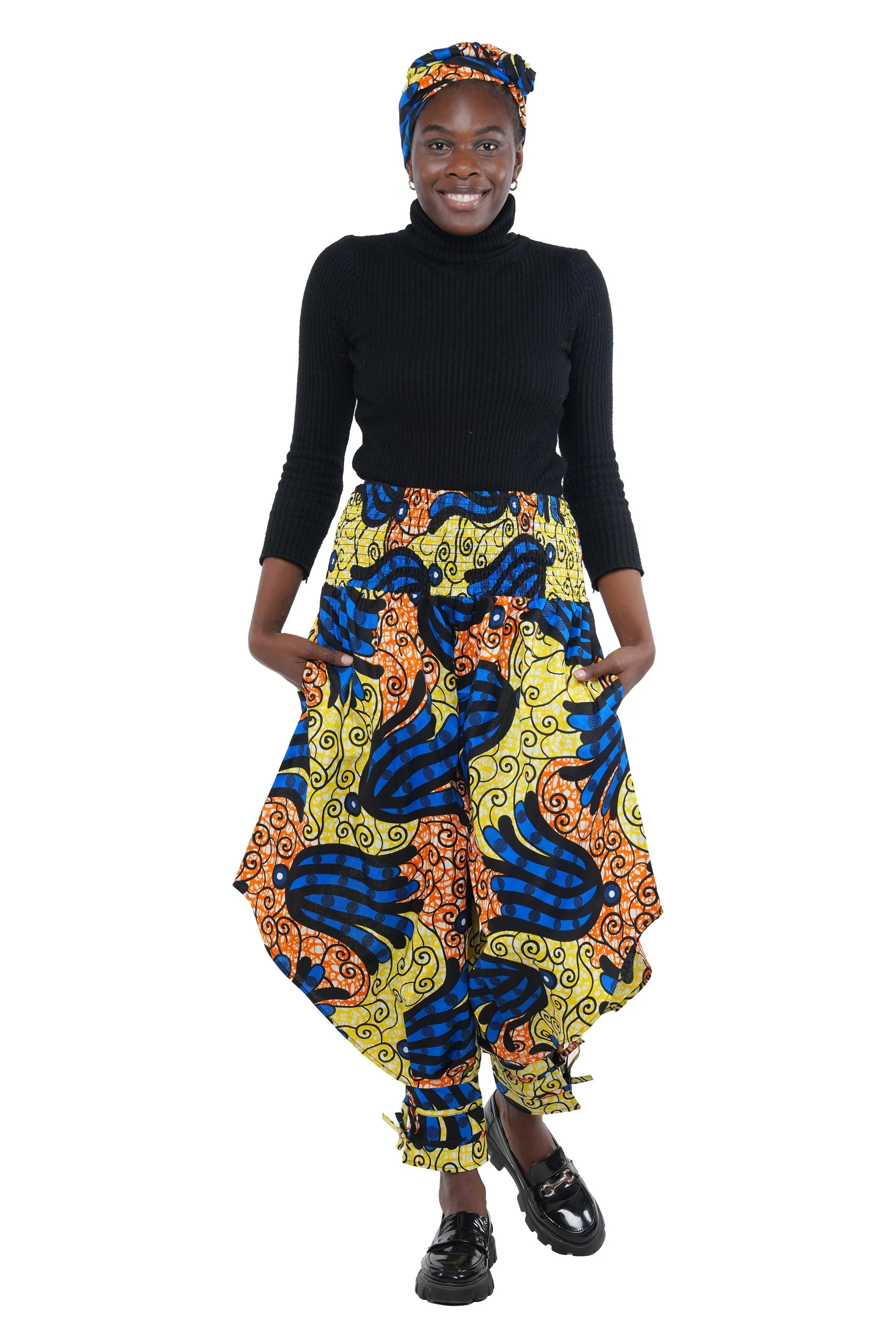 African Smoked Harem Pants With Ties