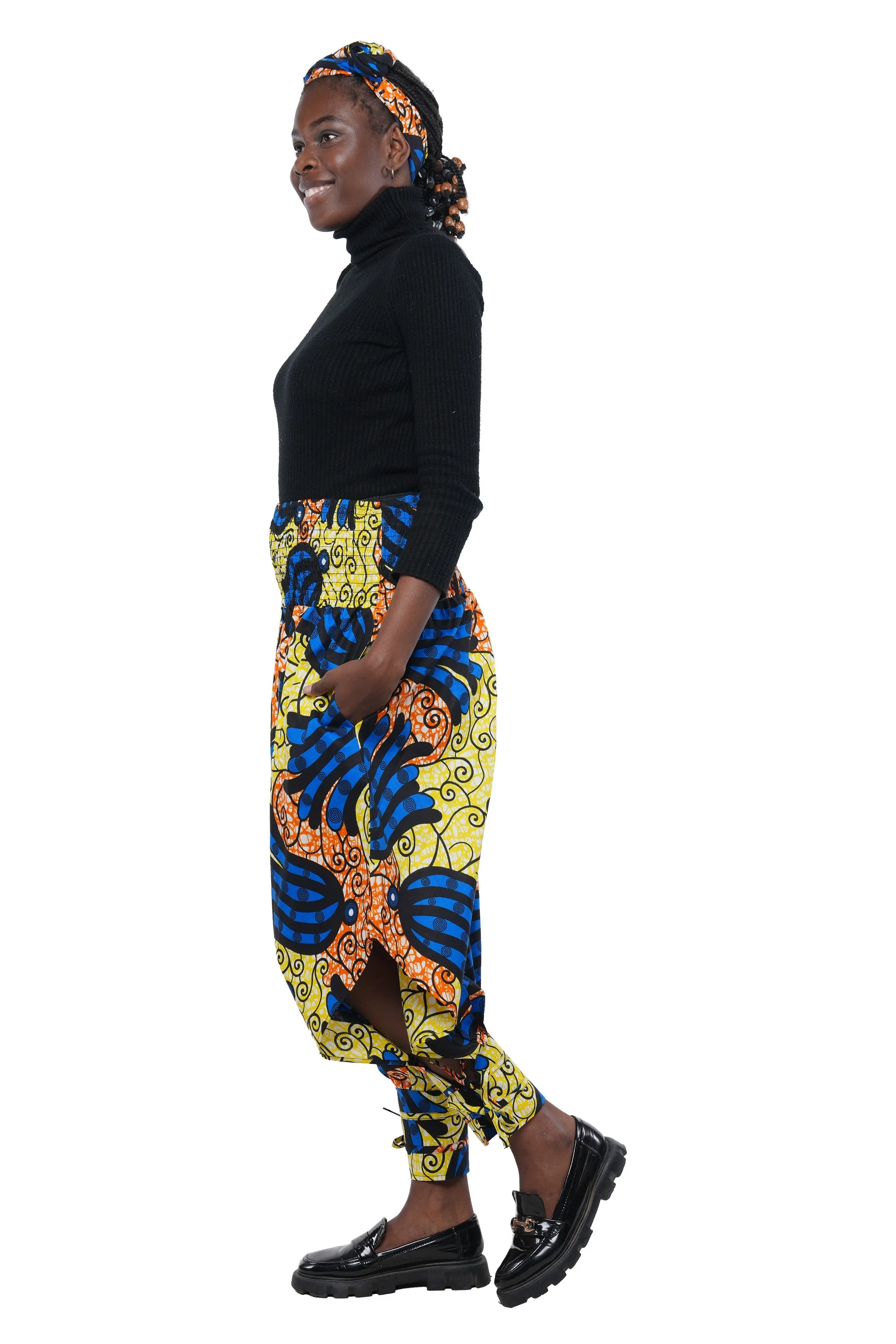 African Smoked Harem Pants With Ties