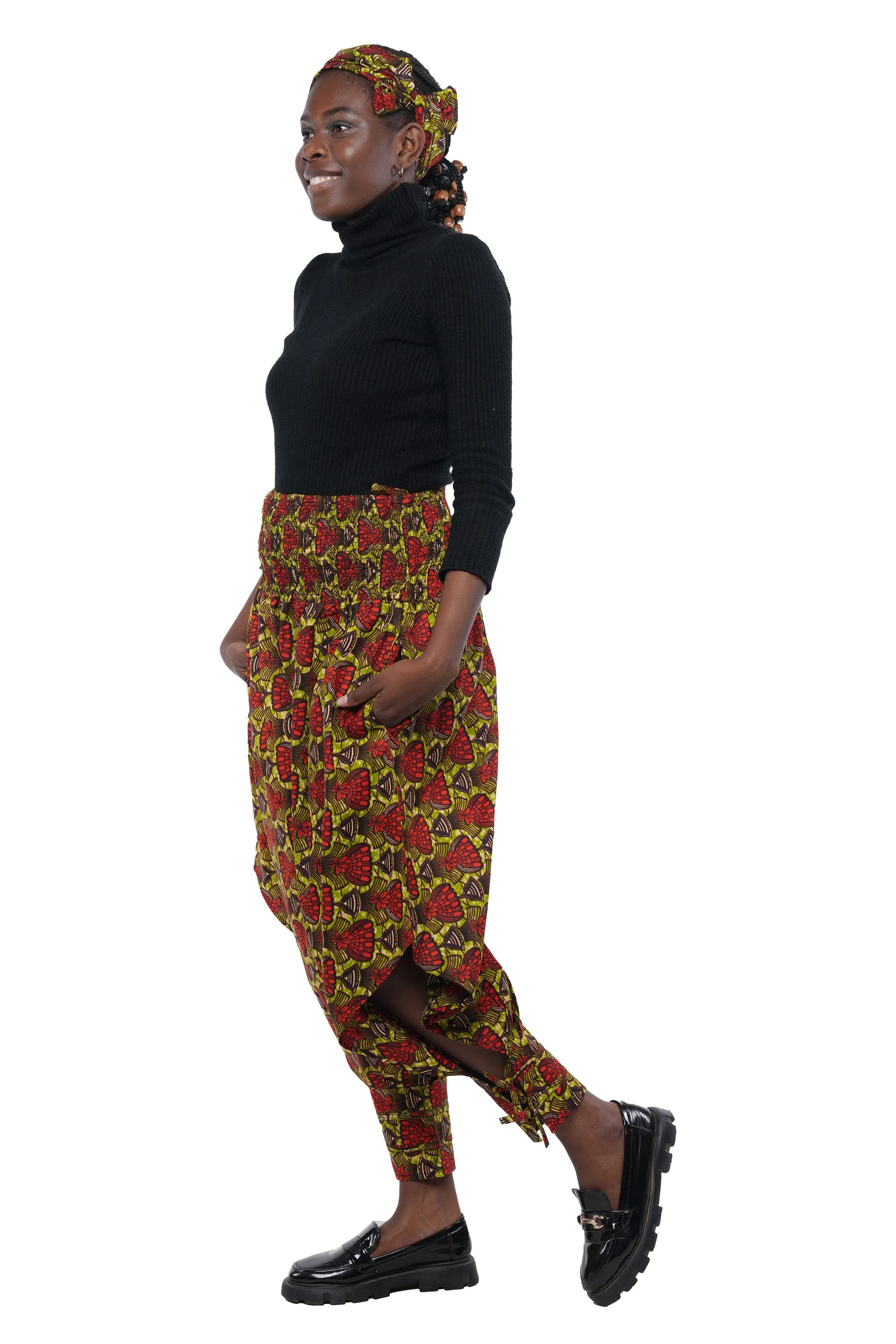 African Smoked Harem Pants With Ties