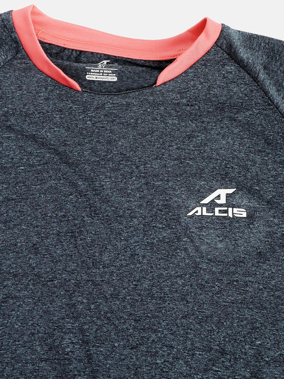 Alcis Boys Charcoal Grey Solid Slim Fit Round Neck VIROPROTKT Training T-shirt