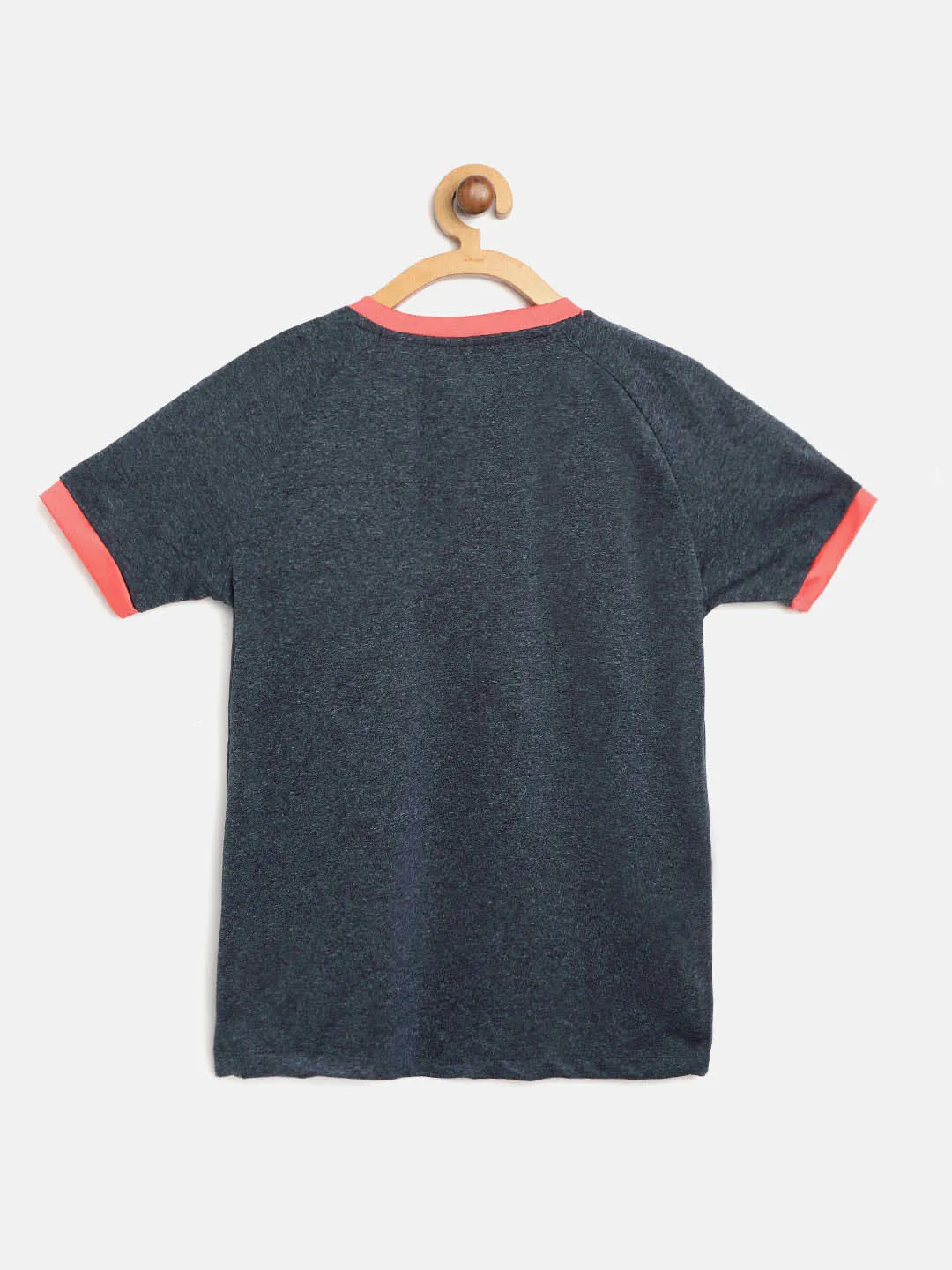 Alcis Boys Charcoal Grey Solid Slim Fit Round Neck VIROPROTKT Training T-shirt