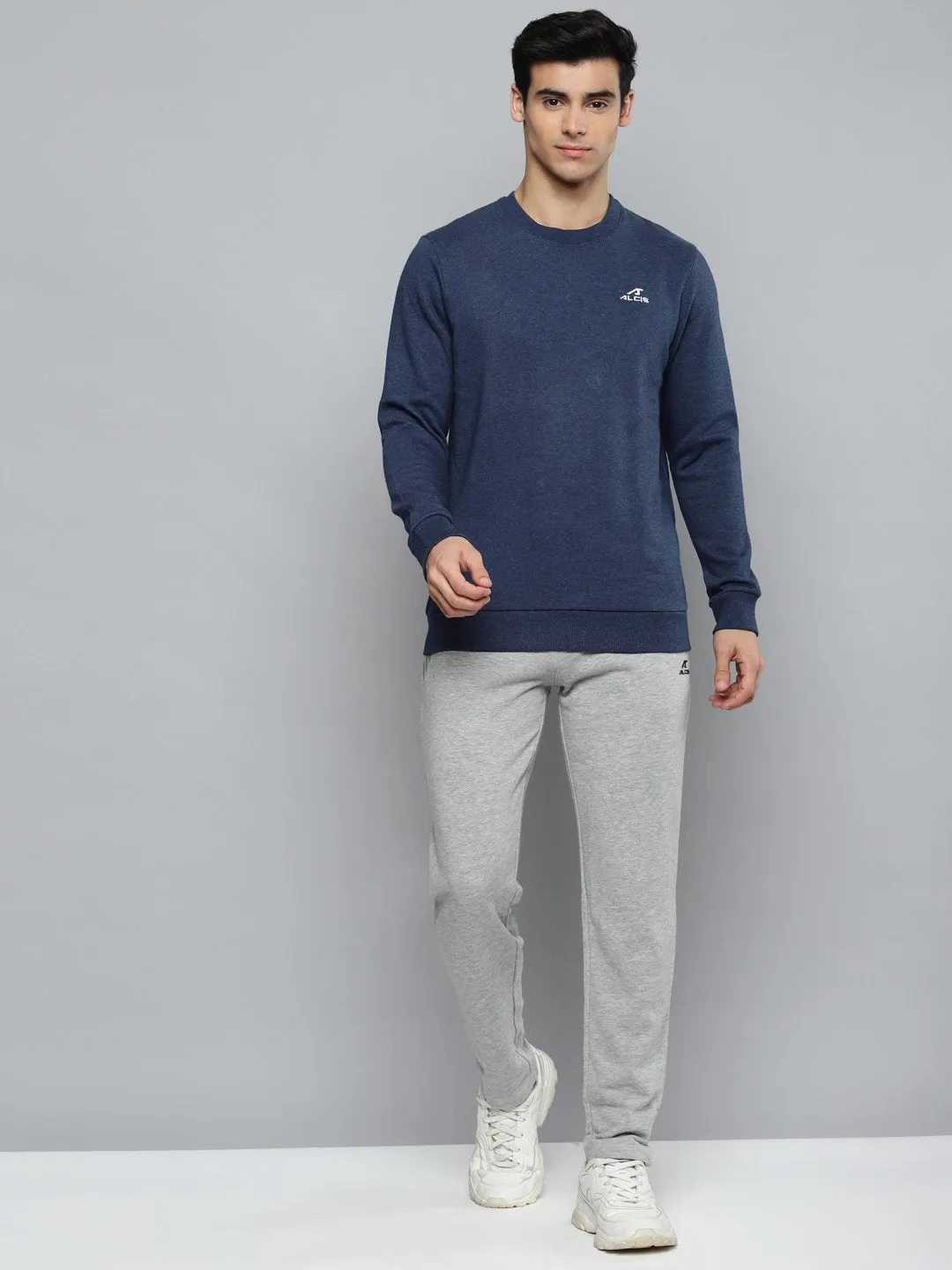 Alcis Men Grey Melange Solid Joggers