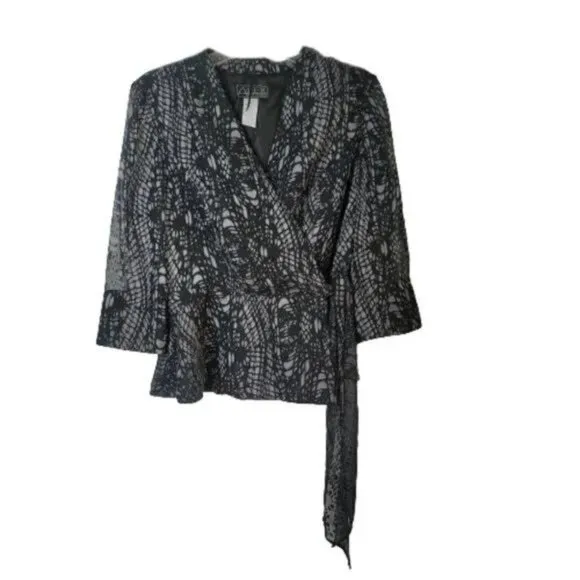Alex Evenings Wrap Front Side Tie Evening Jacket