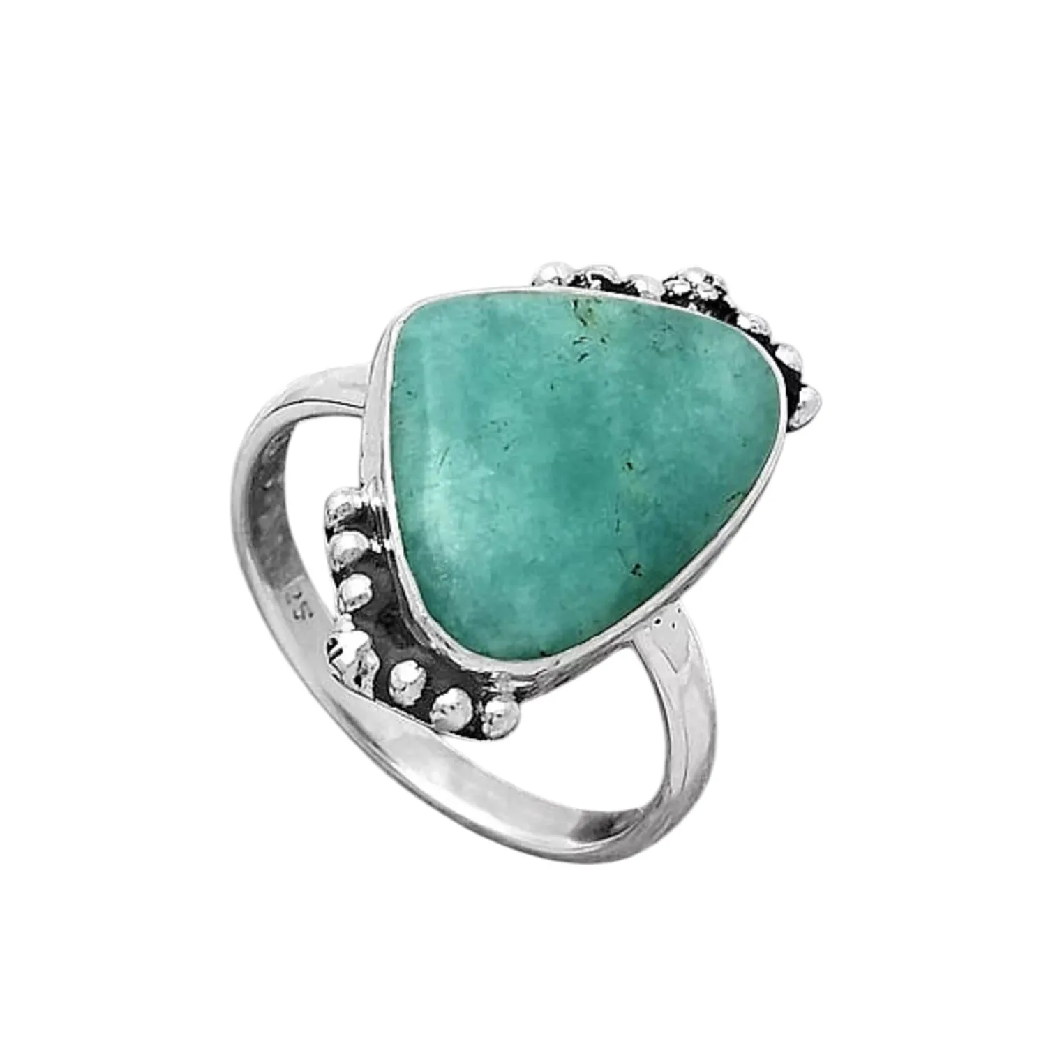 Amazonite Solid 925 Sterling Silver Ring 8.5
