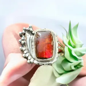 Ammolite Solid 925 Sterling Silver Ring 6