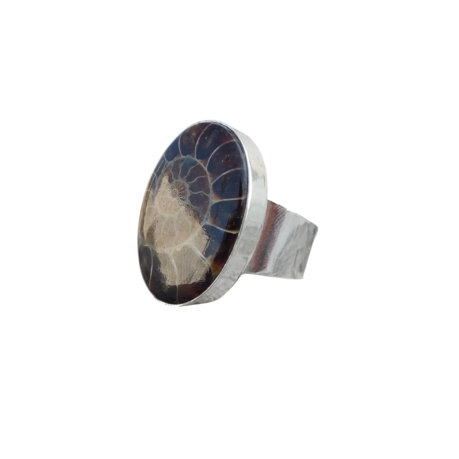 Ammonite Solid 925 Sterling Silver Ring 8