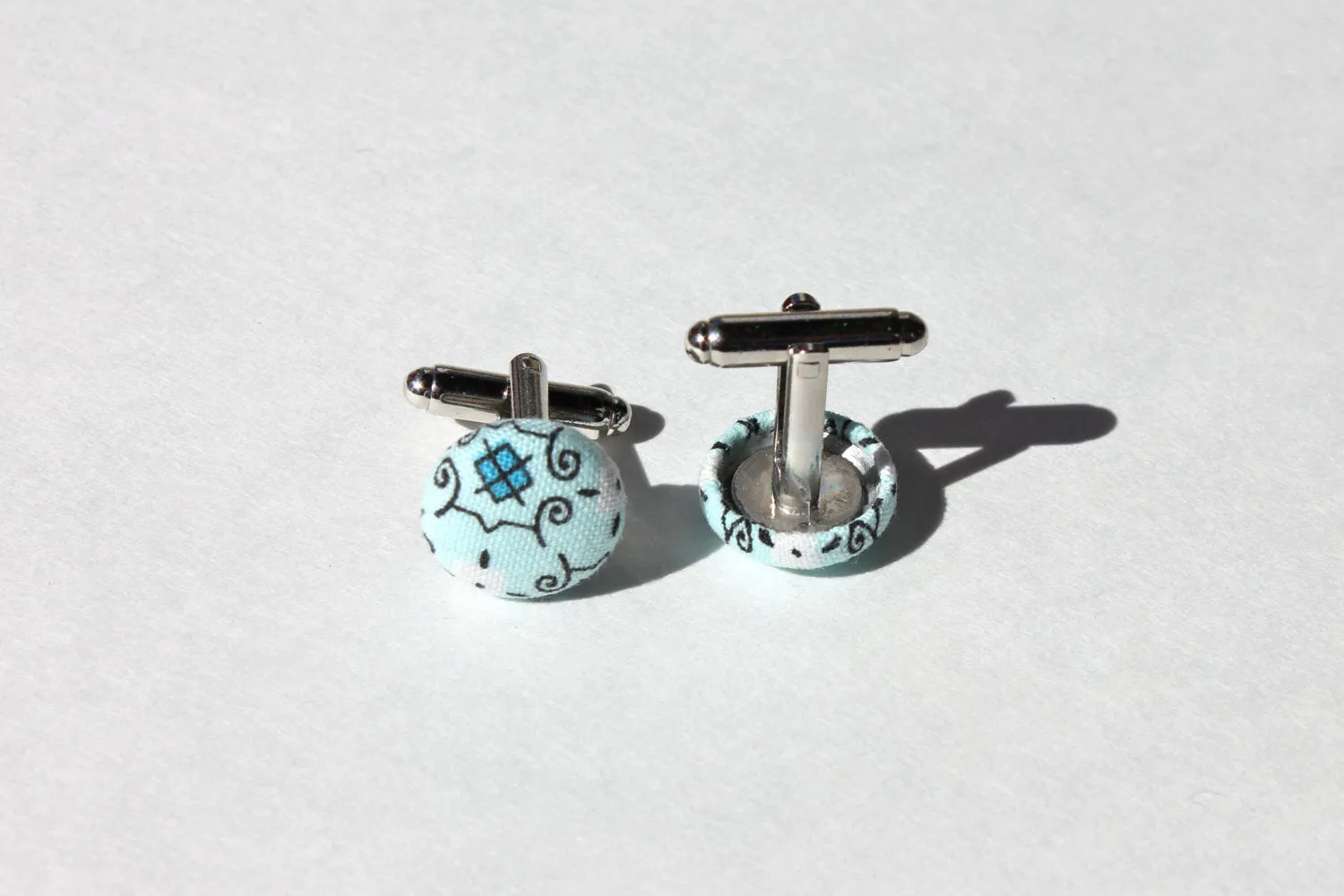 Aqua and Cerulean Print Bow Tie