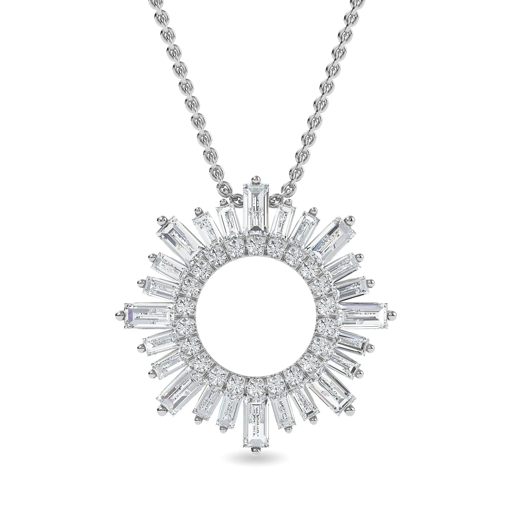 AUTRE - 14k White Gold 1.20ct Lab Grown Diamond Sunburst Pendant