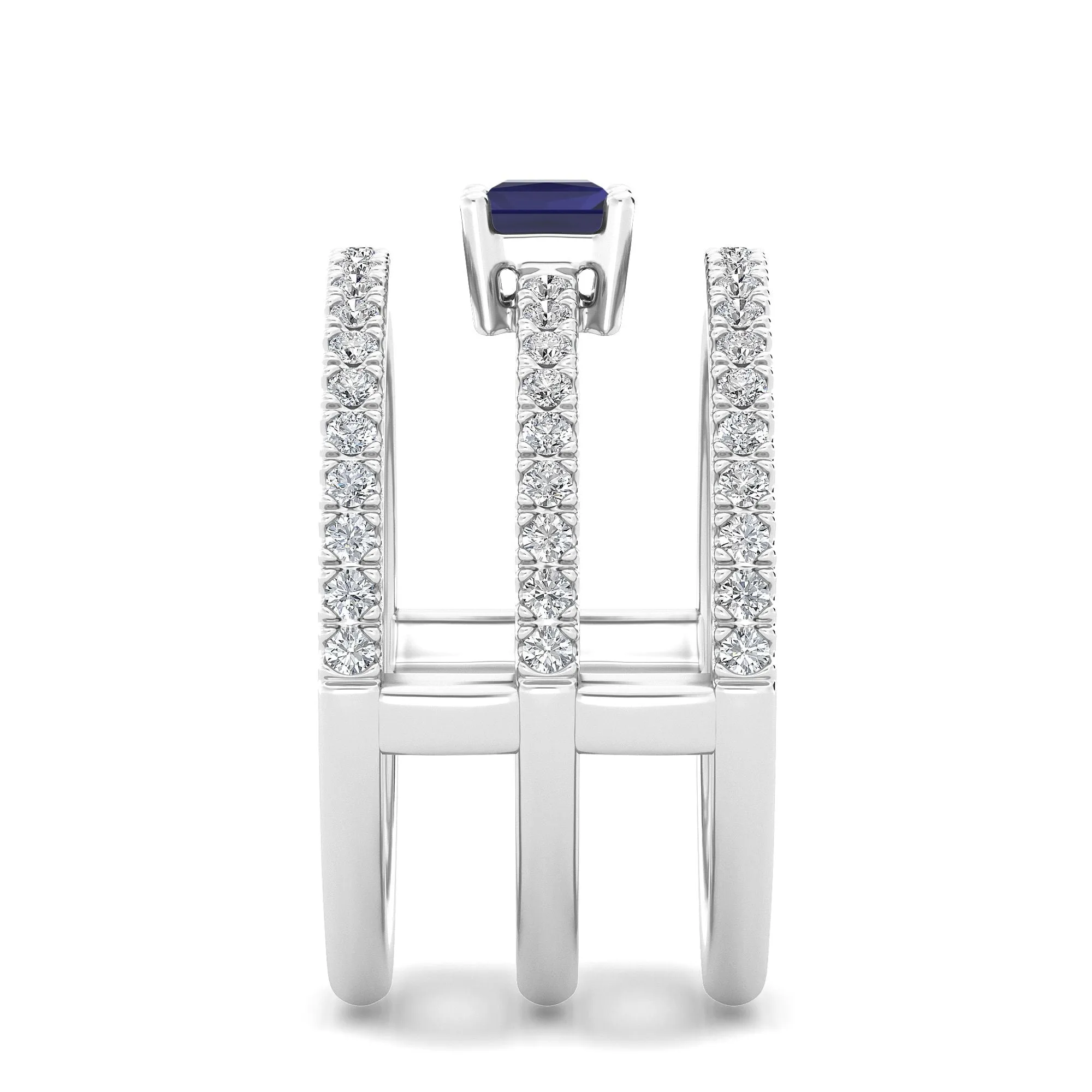 AUTRE -  14k White Gold 1.35ct Lab Grown Diamond and Sapphire Ring