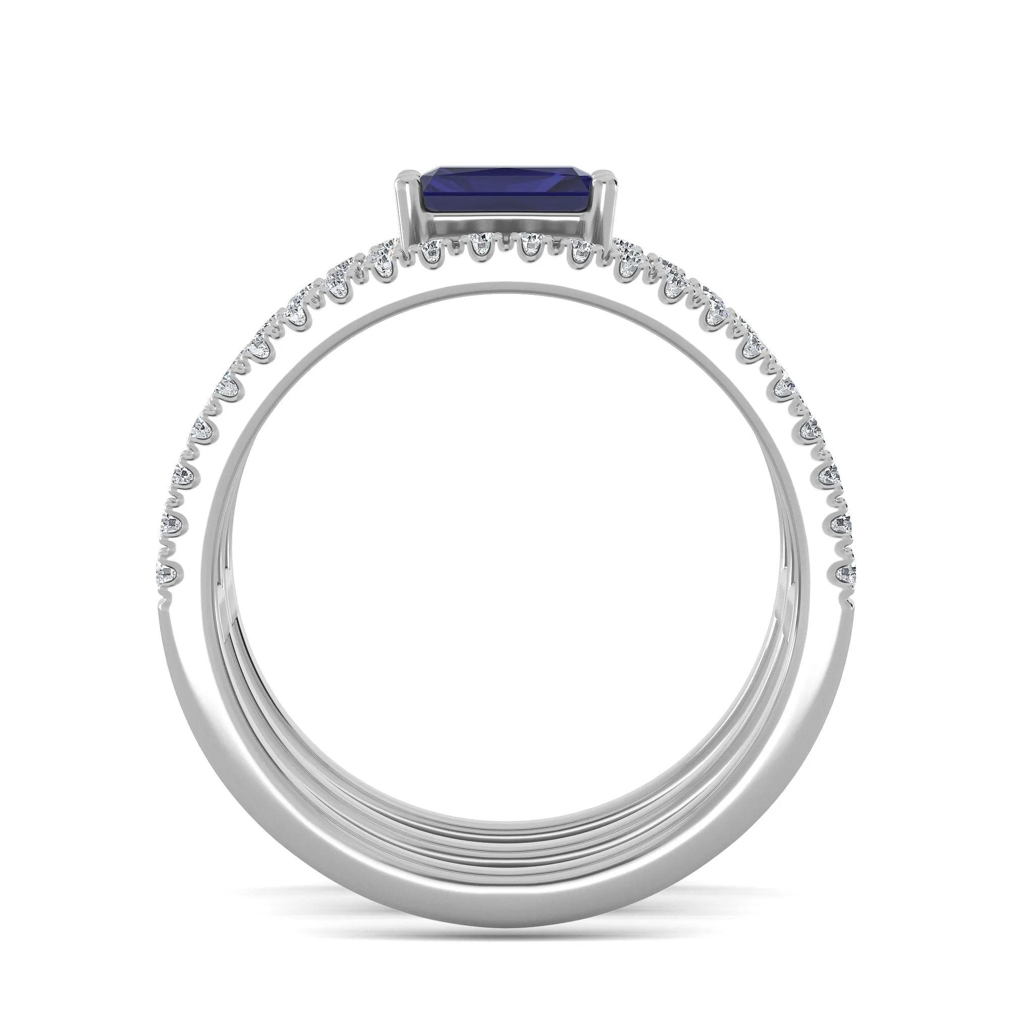 AUTRE -  14k White Gold 1.35ct Lab Grown Diamond and Sapphire Ring