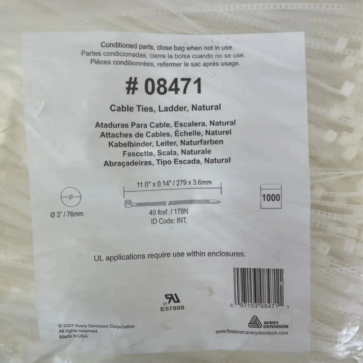 Avery Dennison Ladder Cable Ties 11" 08471-0 - Natural
