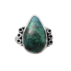 Azurite Chrysocolla Solid 925 Sterling Silver Ring 8